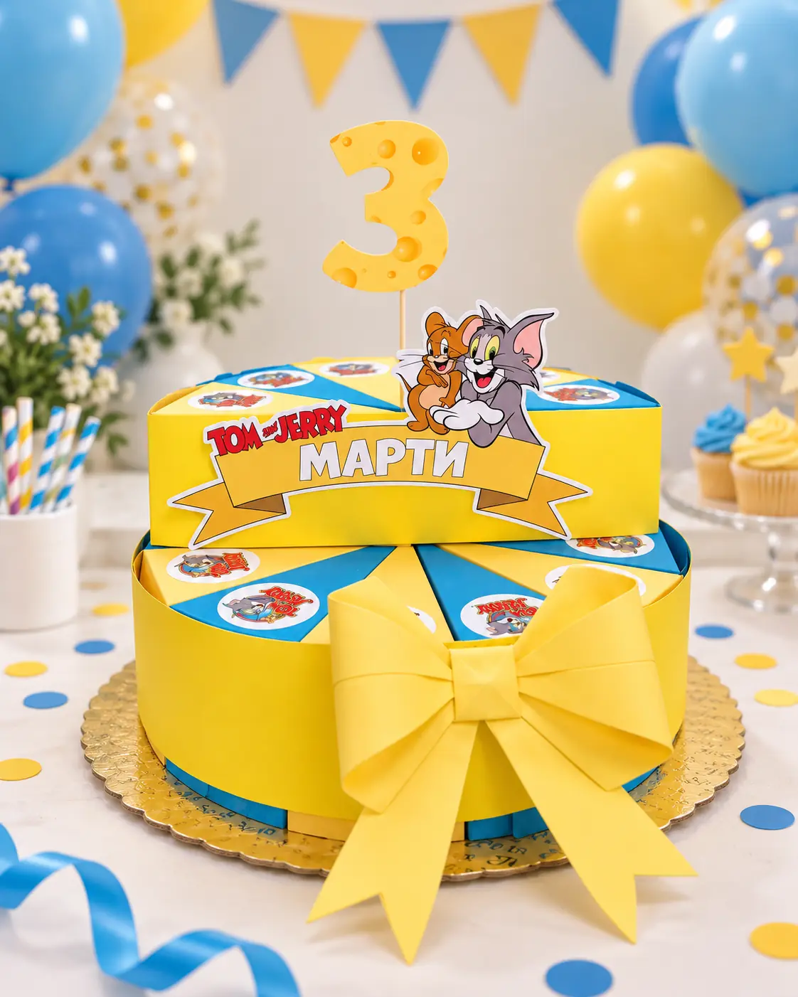 Картонена торта „Tom & Jerry“ за 3-ти рожден ден — Рожден ден